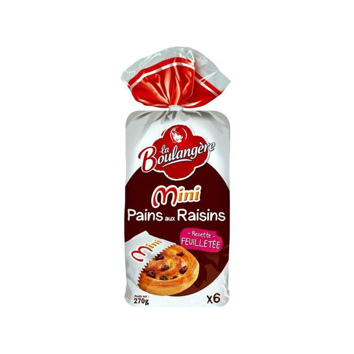 LA BOULANGERE MINI PAINS AUX RAISINS FEUILLETES x6 270G