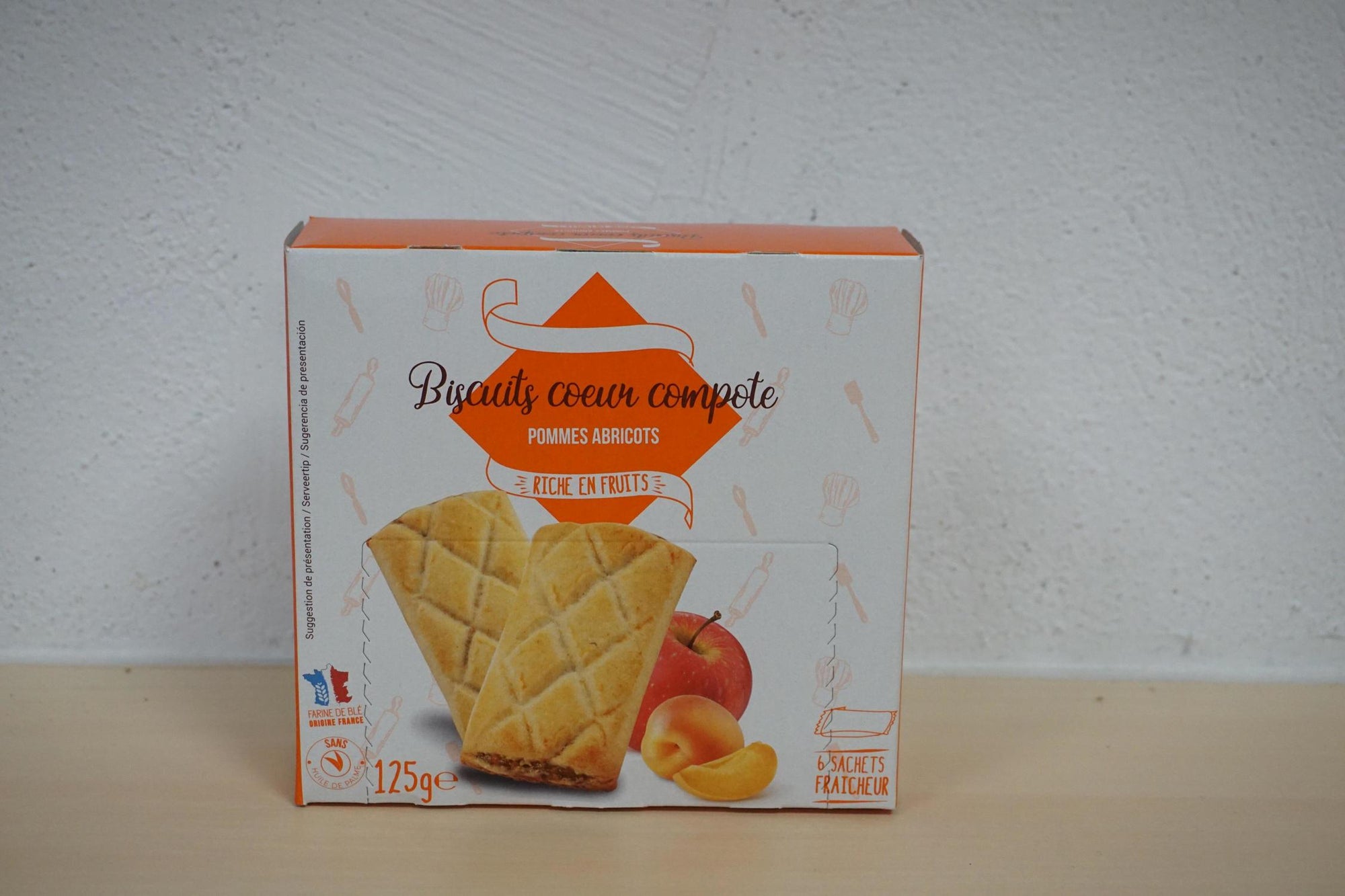 BISCUITS COEUR COMPOTE POMMES/ABRICOTS 0.125KG